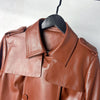 Women Genuine Leather Double Breasted Trench Coat With Belt