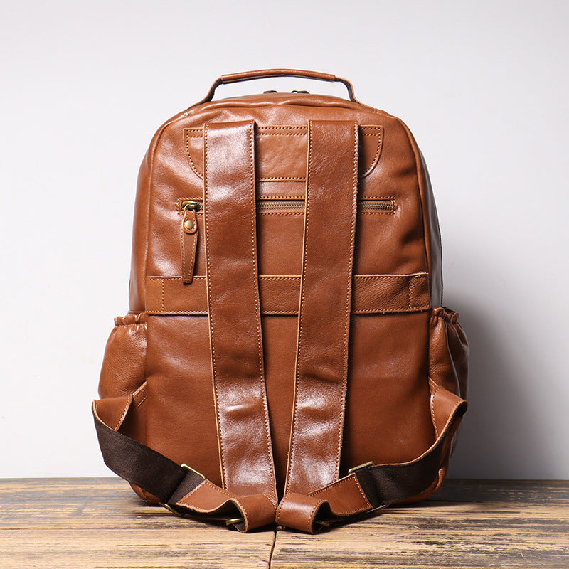 Men’s Leather Backpack with Trolley Sleeve
