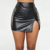 Split Hem Leather Skirt