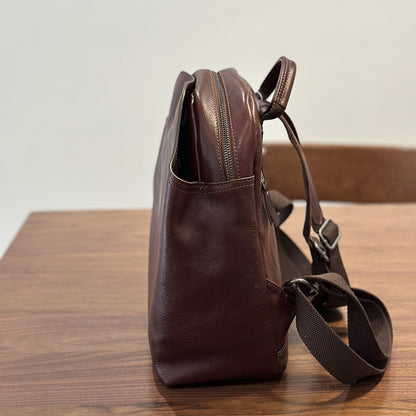 Brown Leather Backpack for Women Soft Cowhide Travel Bag