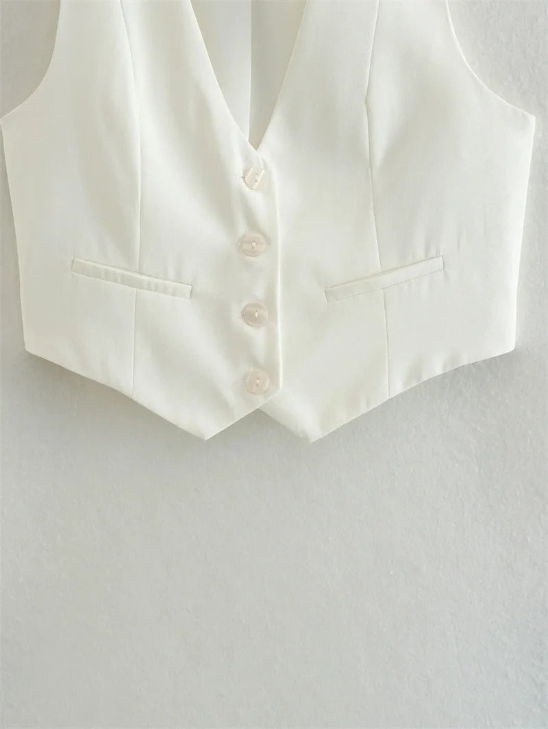 Women's Causal Vest Sleeveless Office Four Buttons