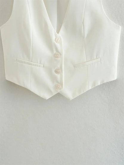Women's Causal Vest Sleeveless Office Four Buttons