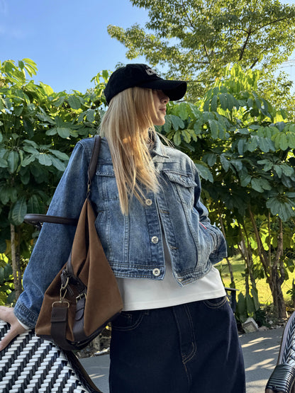 denim vest women long sleeves