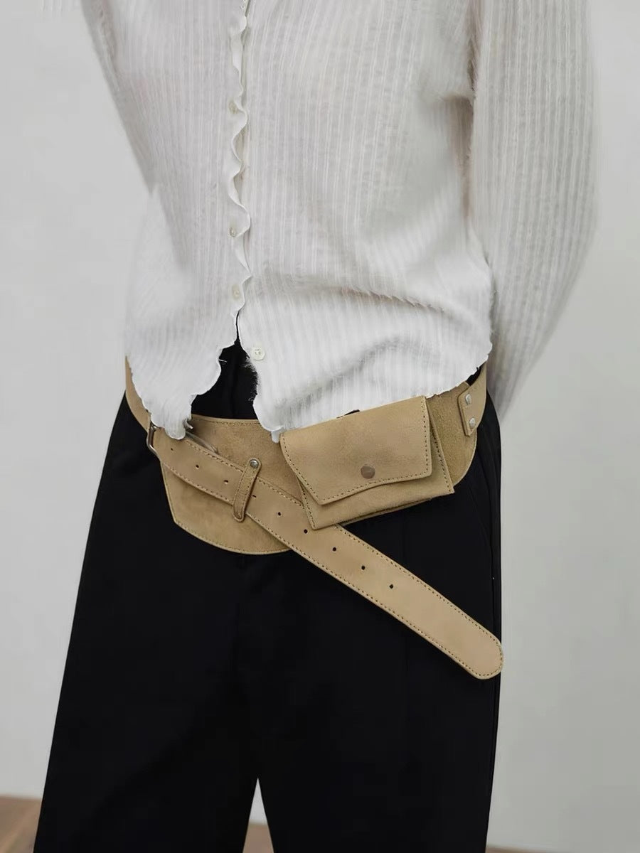 Waist Bag for Women in Faux Suede Wide Belt Style