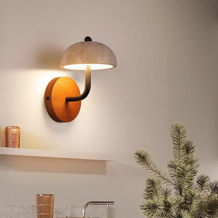 Yellow Travertine Wabi-Sabi Mushroom Wall Lamp