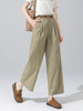 Women linen straight leg pants with cropped wide legs