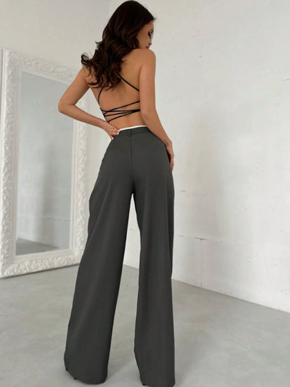 Women Wide Leg Suit Pants