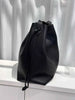 Genuine Leather Women’s Bucket Bag Tote with Drawstring