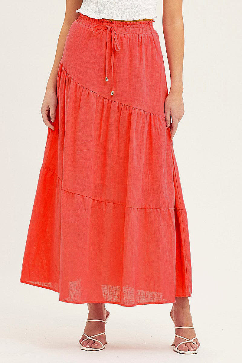 long pleated skirt Ruffle Hem Knot