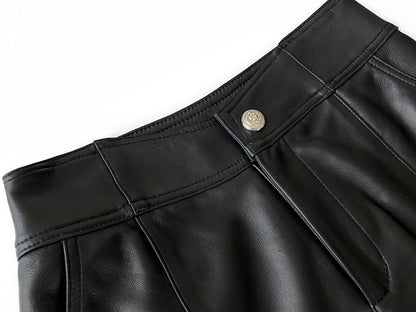 Women’s Leather High Waist Shorts Wide Leg