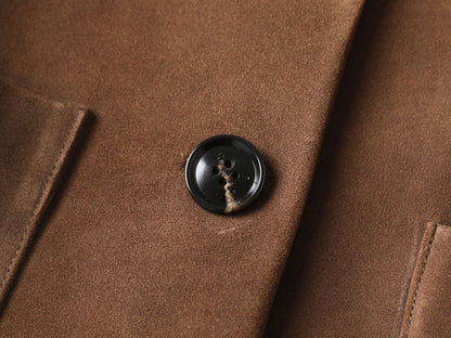 Genuine Leather Suede Jacket Oversized Suit Coat for Women