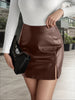 Faux Leather Zip Back Straight Skirt Workwear