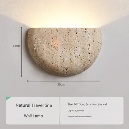 Natural Travertine Wall Lamp Wabi-Sabi Stone Light