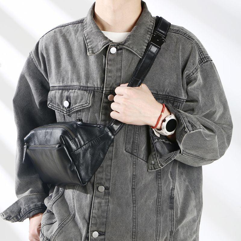Men’s Top-Grain Leather Crossbody Waist Bag