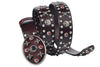 Black Leather Biker Belt with Rivets for Men and Women