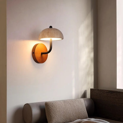 Yellow Travertine Wabi-Sabi Mushroom Wall Lamp