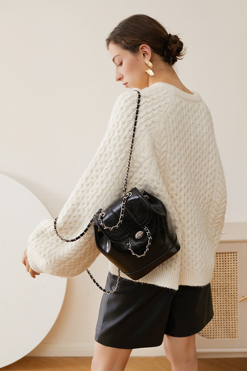 Genuine Leather Crossbody Backpack Purse for Women