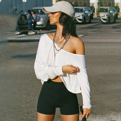 Women's Long Sleeve Casual Blouse Crop Top