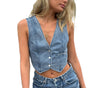 Women's Denim Vest Top With Front Buttons