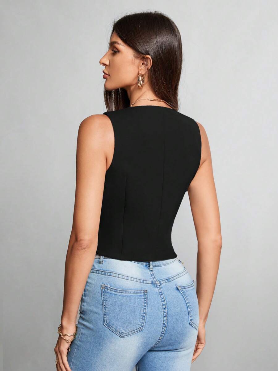 Women Causal Work Vest Blazer