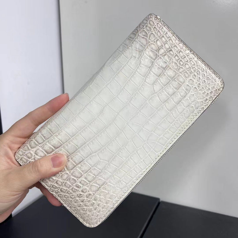 White Genuine Crocodile Leather Long Wallet