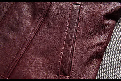 Men's washed vintage leather motorcycle vest