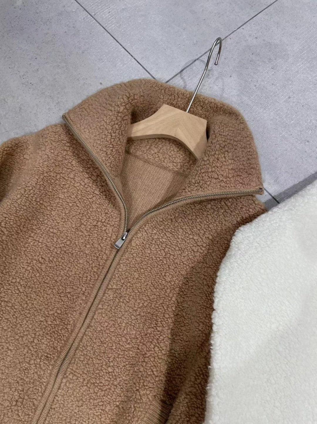 Women Stand Collar Cashmere Zip Sweater Yarn Knit