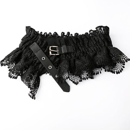 Women’s Wide Lace Waist Belt with Elastic Back Design