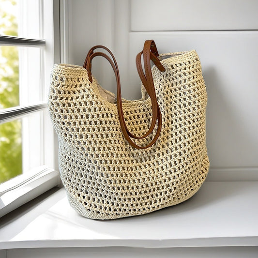 Woven Beach Tote Bag for Women Large Handwoven
