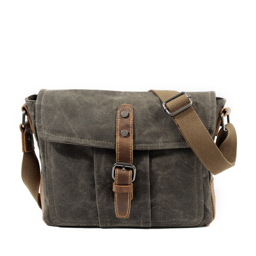 Canvas Crossbody Bag with Organizer Pockets and Adjustable Shoulder Strap