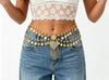 Gold Waist Chain with Coin Tassels and Blue Accent