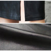 Women's Black High Waist PU Leather Slit Pencil Skirt