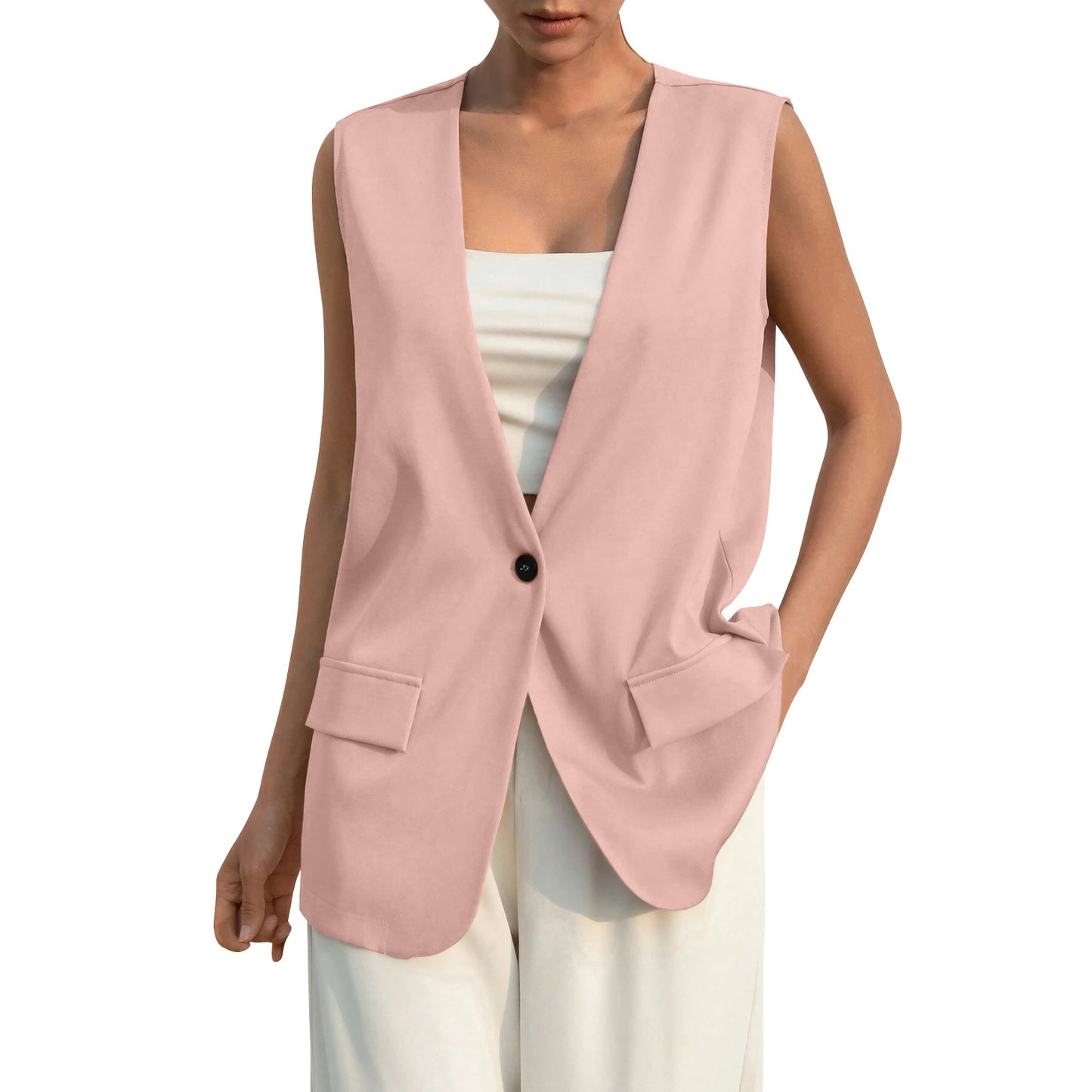 women's oversized v neck vest