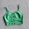 Leather Camisole Vest Cropped Corset Top with Snap Belt