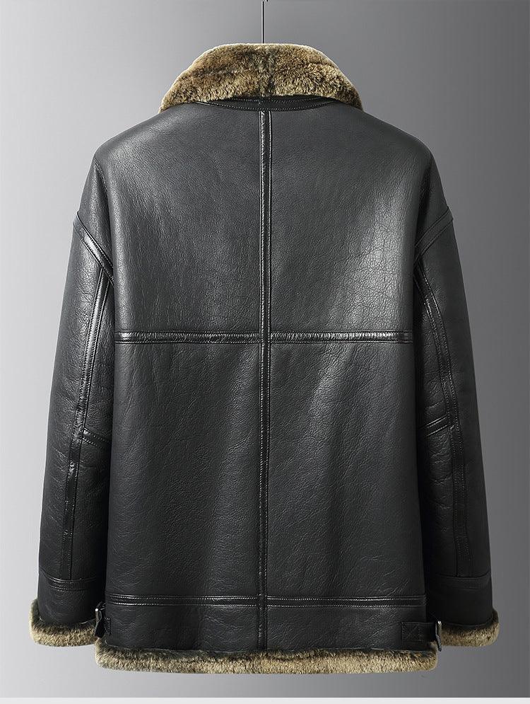Men’s Sheepskin Shearling Fur-Lined Winter Coat