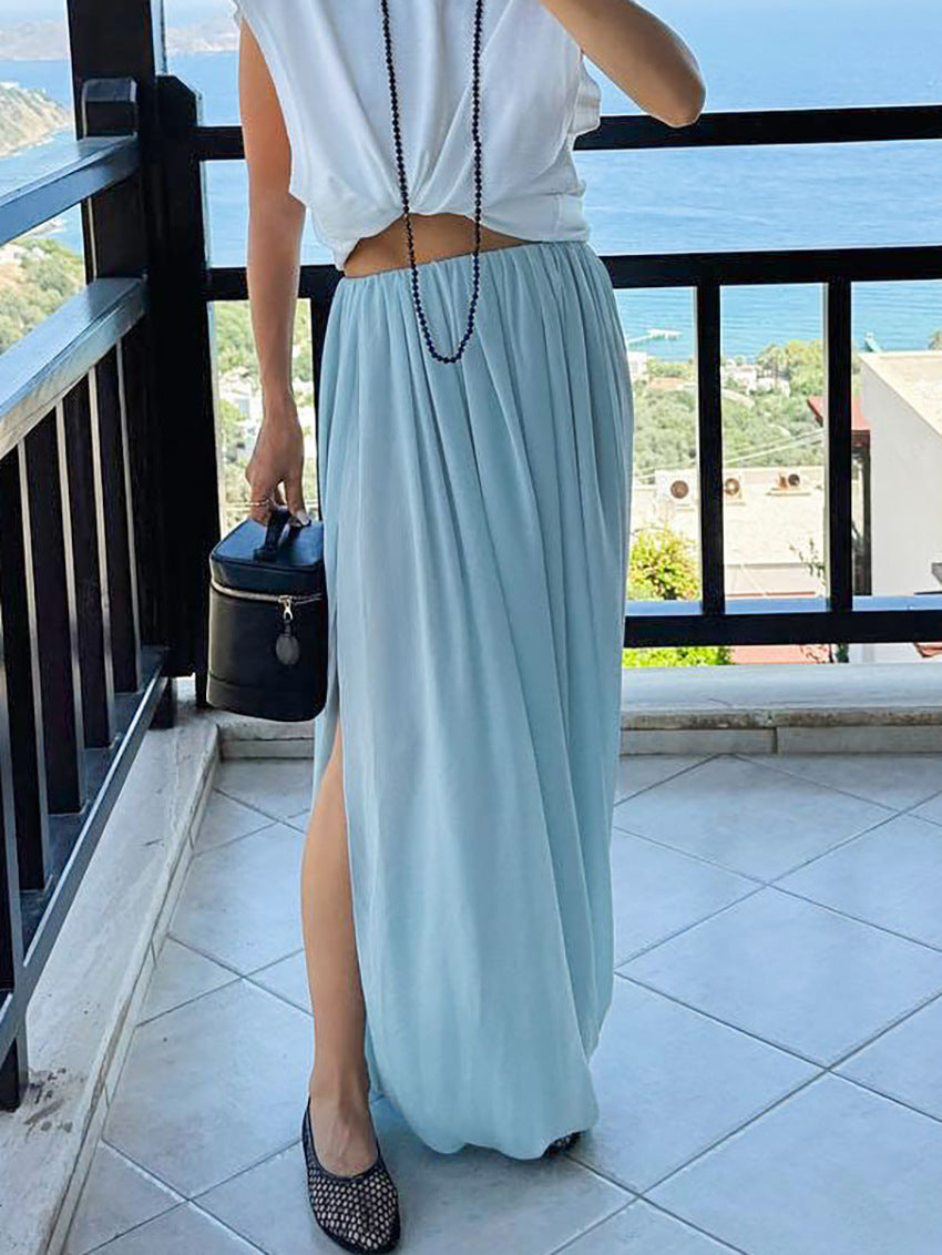 Women Chiffon Drape Long Skirt Summer Beach