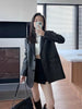 Black women leather blazer jacket coat