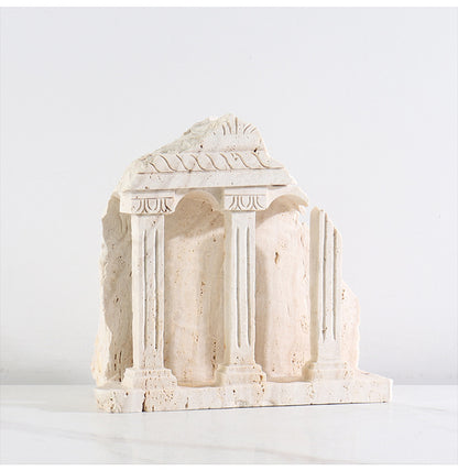 Roman  Yellow Travertine Marble Column Ornament