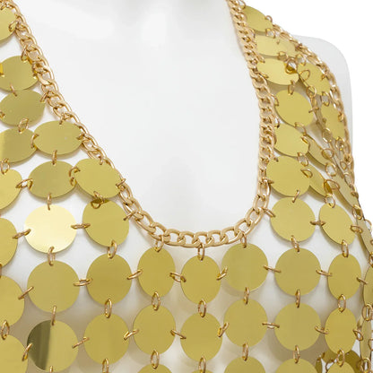 Metal Chain Sequin Festival Dress & Skirt Set