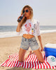 Women's Denim Shorts with Asymmetrical Waist and Frayed Hem