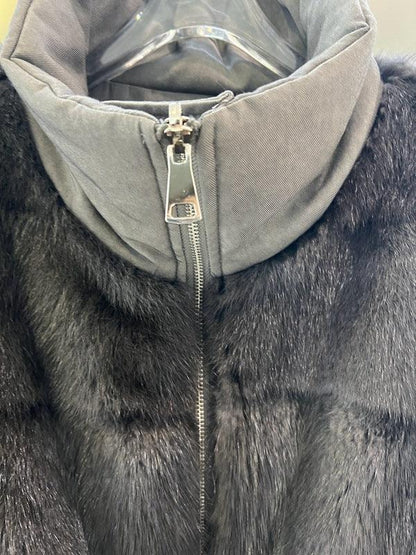 Reversible Mink Fur Down Vest Short Turtleneck