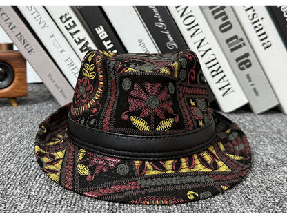 Leather jazz hat with hand-embossed design 3 M