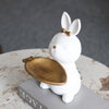 White and Gold Rabbit Resin Tray Key Storage Ornament