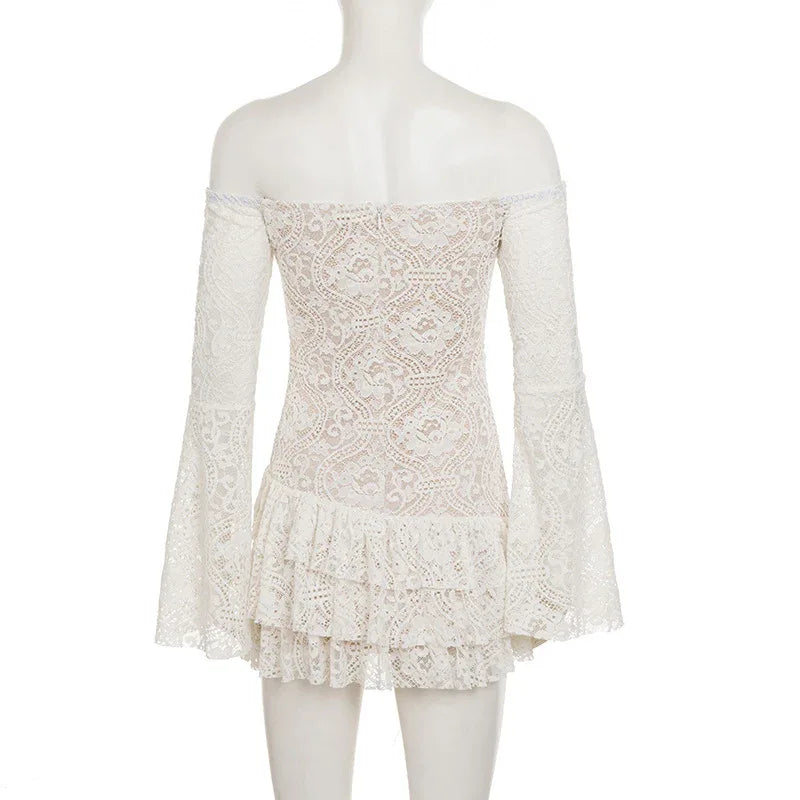 Boho off shoulder lace western mini dress