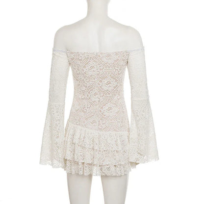 Boho off shoulder lace western mini dress