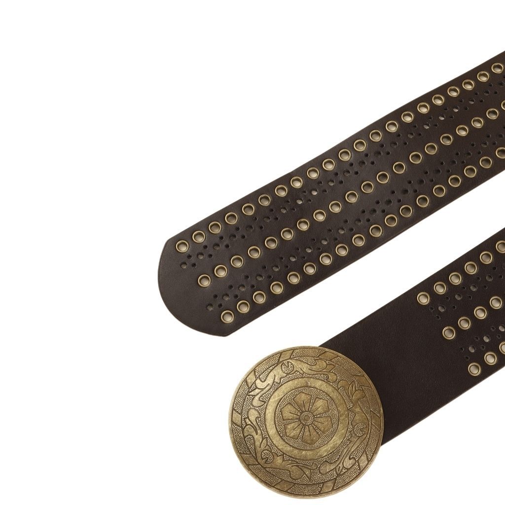 Women’s Wide Rivet Waist Belt with Retro Buckle