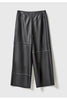 Irregular Cut Leather Wide Leg Pants for Women Cropped Straight Fit