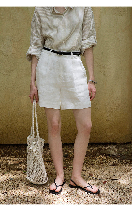 women summer beach linen shorts