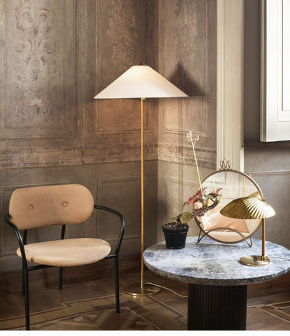 Danish Wabi-Sabi Rattan Floor Lamp Retro Hat Style Standing Light