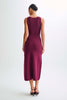 Burgundy Sleeveless Gold-Button Rib Knit Dress